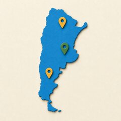 Mapa de Argentina con marcadores