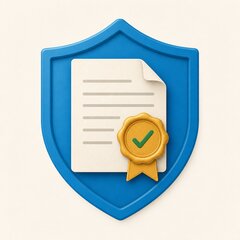Escudo con documento sellado